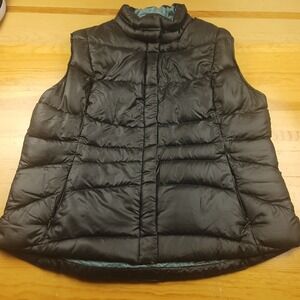 Eddie Bauer Womens Black Premium Goose Down Puffer Vest Lightweight L - ISSUE
